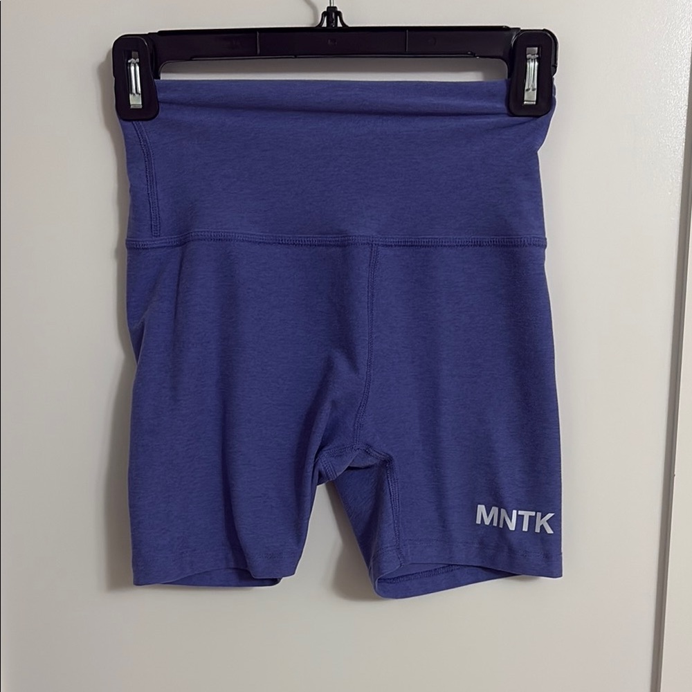 Beyond Yoga Blue Athletic Shorts with Montauk label